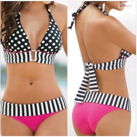 Bikini negro con fucsia