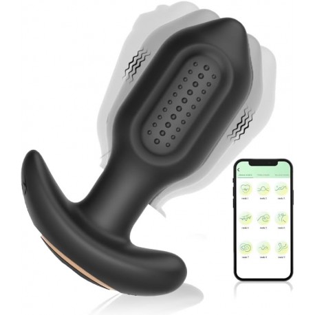 Vibrador anal de silicona líquida negra APP