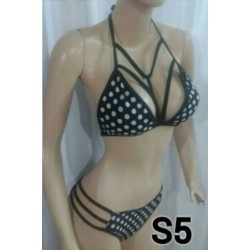 Bikini con puntos blancos tanga semi-brasilera